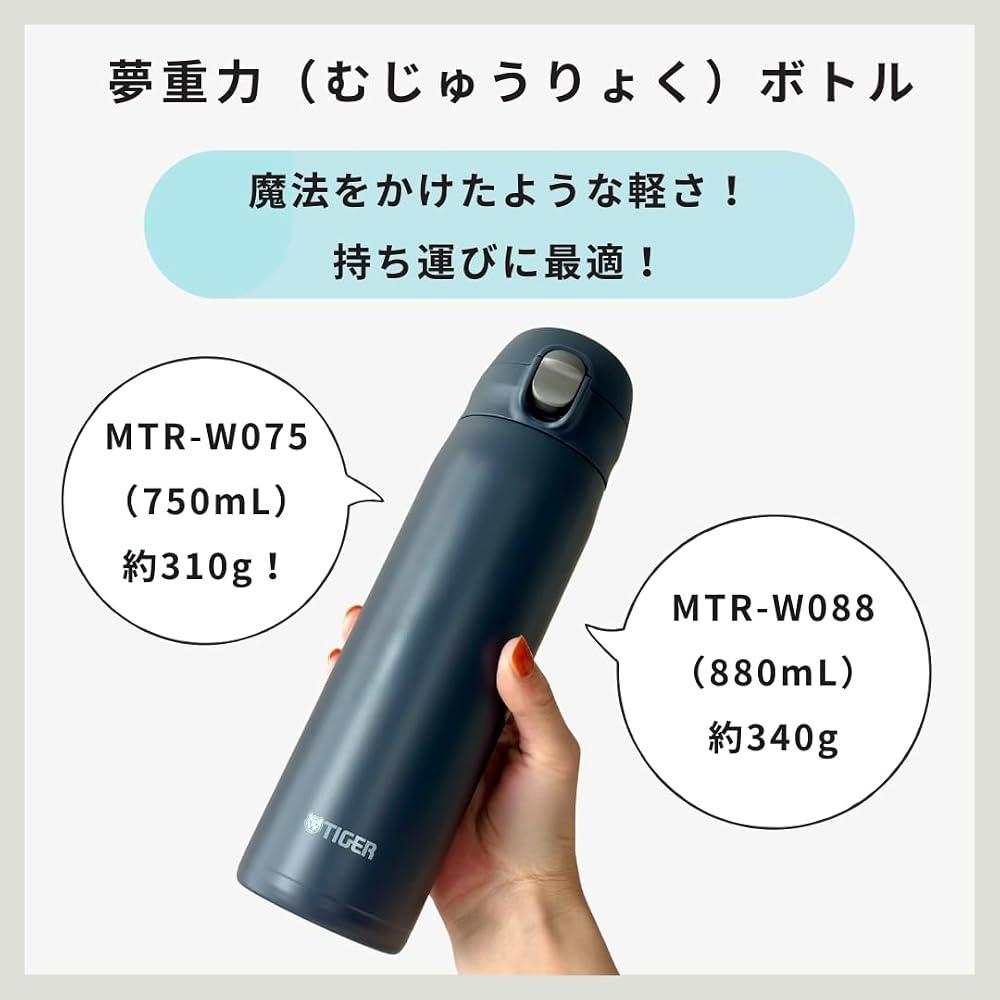 [Integrated Gasket & Dishwasher Safe] Tiger Corporation Water Bottle 750ml One-Push Stainless Steel