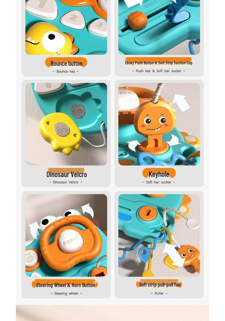 Dinosaur Multifunctional Steering Wheel Educational Toy for Babies and Children - Eco-friendly Materials