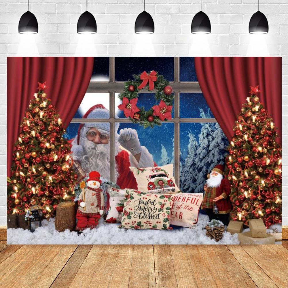 Christmas Photography Background Custom Christmas Tree Fireplace Poster Family Portrait Children Carnival Party Banner Decor