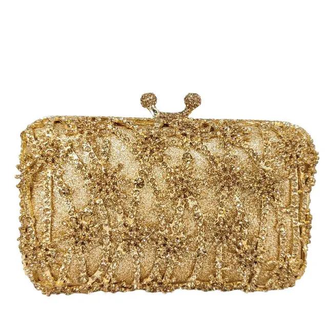 Boutique De FGG Elegant Women Blue Flower Evening Bags and Clutches Formal Party Bridal Rhinestones Handbags Wedding Clutch Bag Mini Clutch