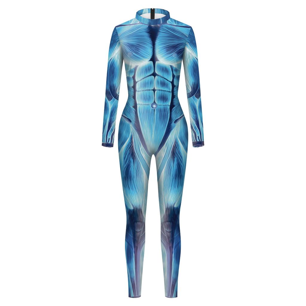 Kostiumy Cosplay Drukowane 3D Męskie Kombinezony z Długim Rękawem Dorosłe Elastyczne Body ze Spandexu Modne Kombinezony Stroje Rave