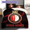 Juego de Colcha con Nombre Personalizado y Patrón del Feyenoord Rotterdam Decoración del Hogar Regalo (1 funda nórdica + 2 fundas de almohada sin relleno.)