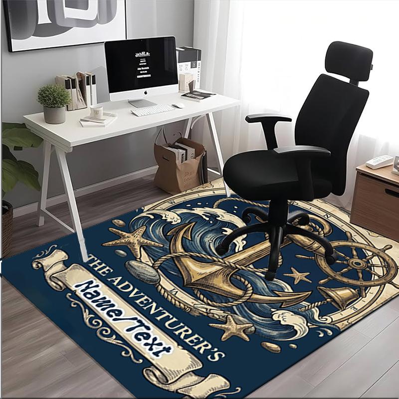 1PC Custom Name Adventurer's Ocean Journey Theme Floor Mat Ideal for Living Room, Game Rooms, Office, Bedroom,Floor Mat Playful Design
