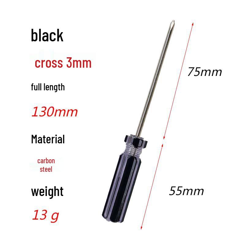 3mm Extended Phillips & Flathead Carbon Steel Screwdriver with Color Strip Handle - Super Hard Industrial Grade Household Tool