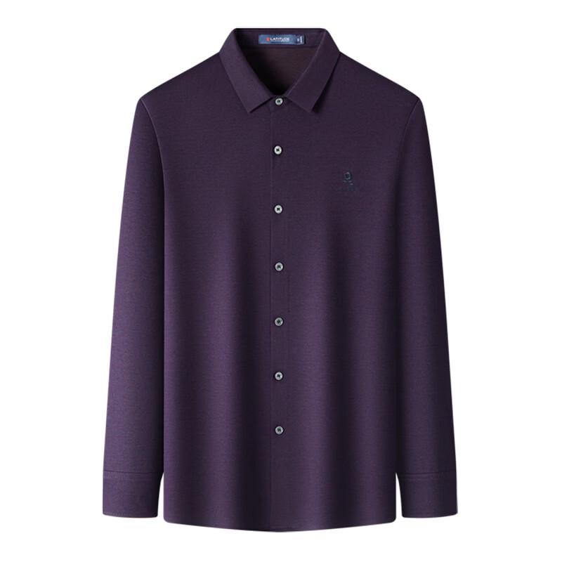 MONTAGUT Men's Tencel Silk Wool Blend Long-Sleeve Shirt