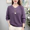 Round Neck Solid Color Knitted Sweater for Women Stylish Middle-aged Mother Slimming Top