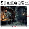 Une bannière d'Halloween, un arrière-plan photographique représentant une scène de cimetière effrayante, une scène de fête d'Halloween pour DJH