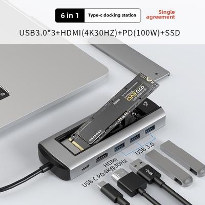 Typ C Dockingstation mit M2 SSD Gehäuse USB 30 Hub 5 in 1 Mehrfachport-Adapter für Laptop MacBook