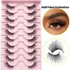 10 Paren Fox-Eye Halve Strip Wimpers: 3D Krullende Stijl voor Europese & Amerikaanse Looks