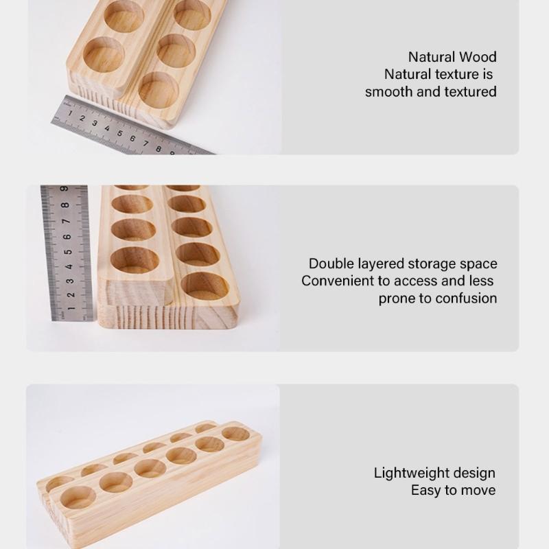 2Pcs Functional 12 Slot Essential Oil Showcases Wood Essential Oil Display Case 12Slots Vertical Storage for Collectors