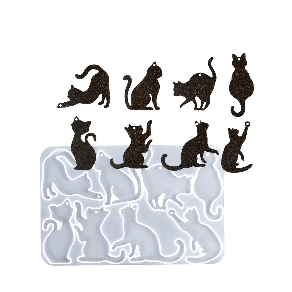 8 Cavity Silicone Mold For Cat Pendants High Transparency And Easy Release Accessory Mold For DIY Jewelry Making