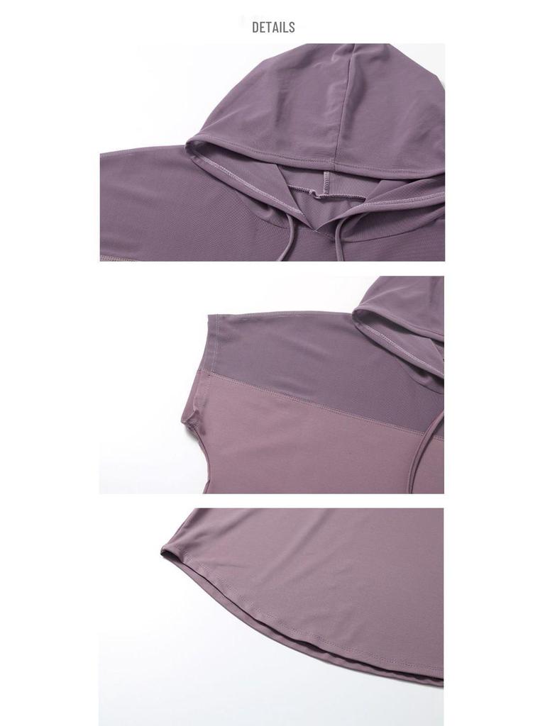 Dámská volná sada s kapucí a krátkým rukávem ve velkých velikostech, rychleschnoucí, na běh a jógu