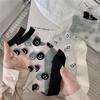 Frühlings- und Sommerdünne Transparente Glasfasersocken, Damen-Mittelwadensocken, Lächelnd, Niedliche und Atmungsaktive Baumwollsocken für Studentenfüße