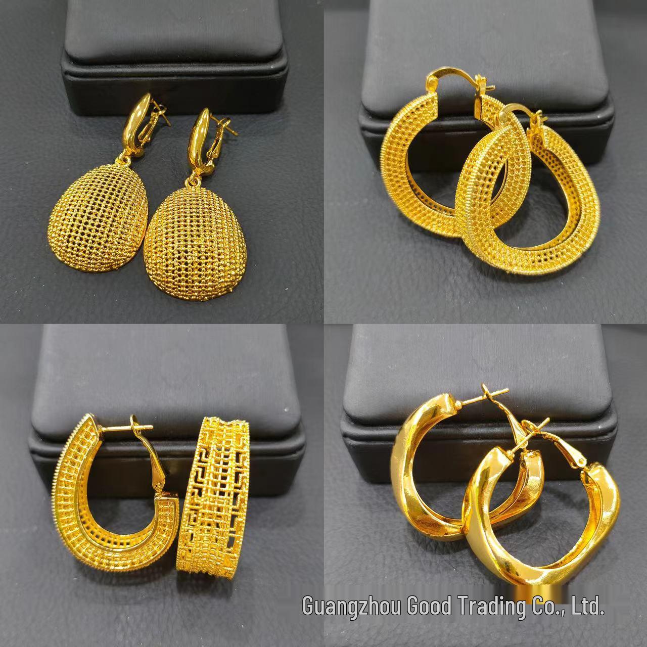 

24K Gold Plated Retro Earrings - Exaggerated & Simple Design for Stylish Women