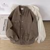 2026 Spring/Autumn Men's Retro Solid Color Loose Shirt - Japanese Streetwear Casual Jacket