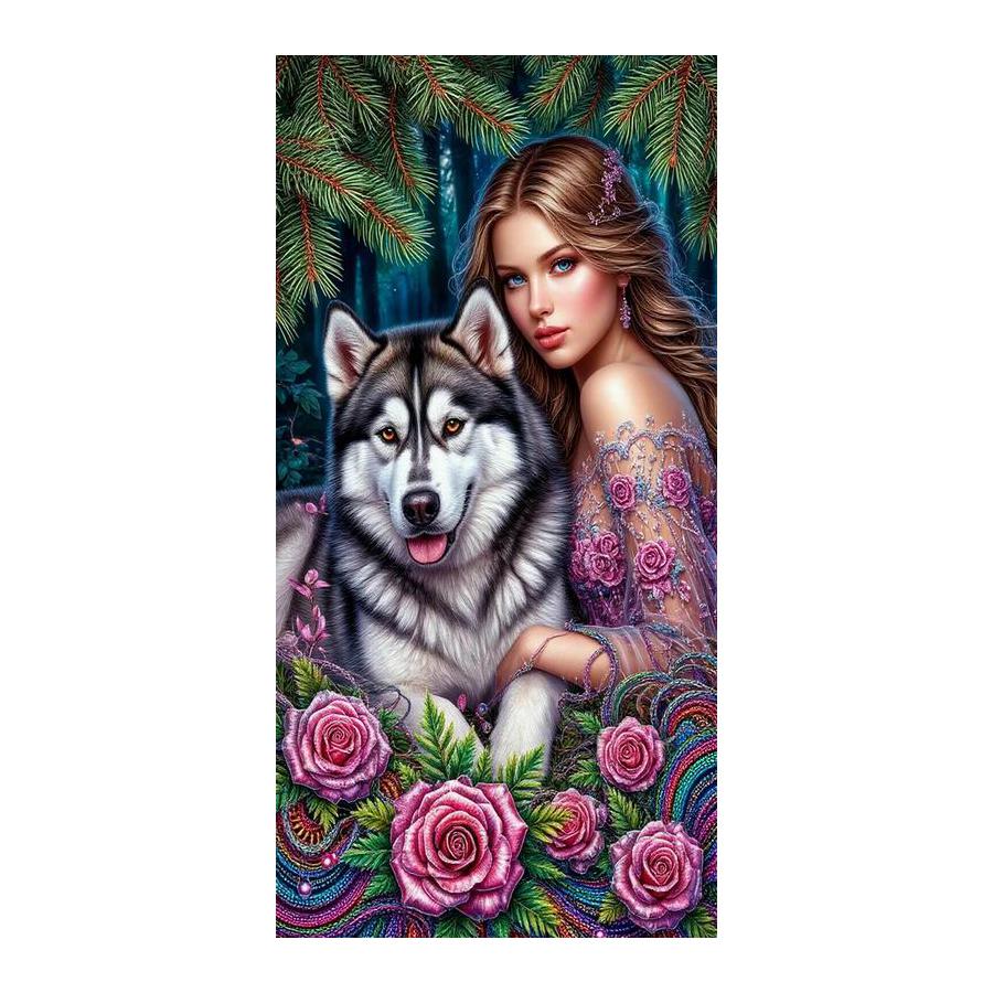 

Women and Wolf Large Size Diamond Painting New Collection Wild Animals Diy Full Drill Rhinestone Embroidery Mosaic Cross Stitch Kits Square drill 30x60cm