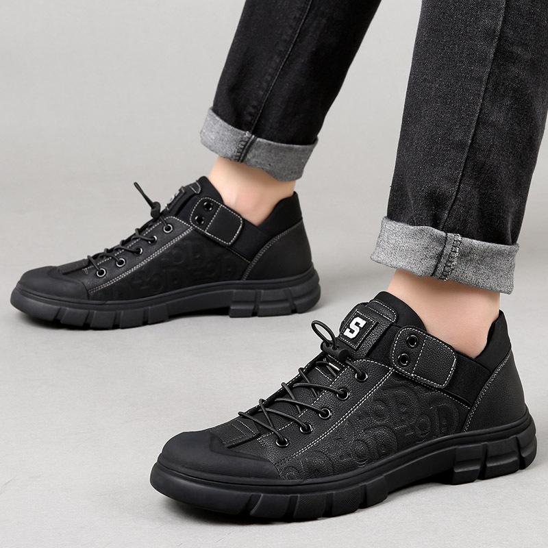 

2025 autumn and winter new men s shoes leather versatile casual shoes trendy casual leather shoes men s outdoor tooling short boots 38