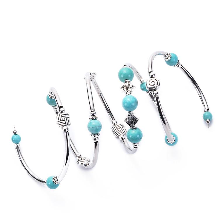 Bohemian Style Natural Turquoise Wrap Bracelet for Women - Multilayer Design