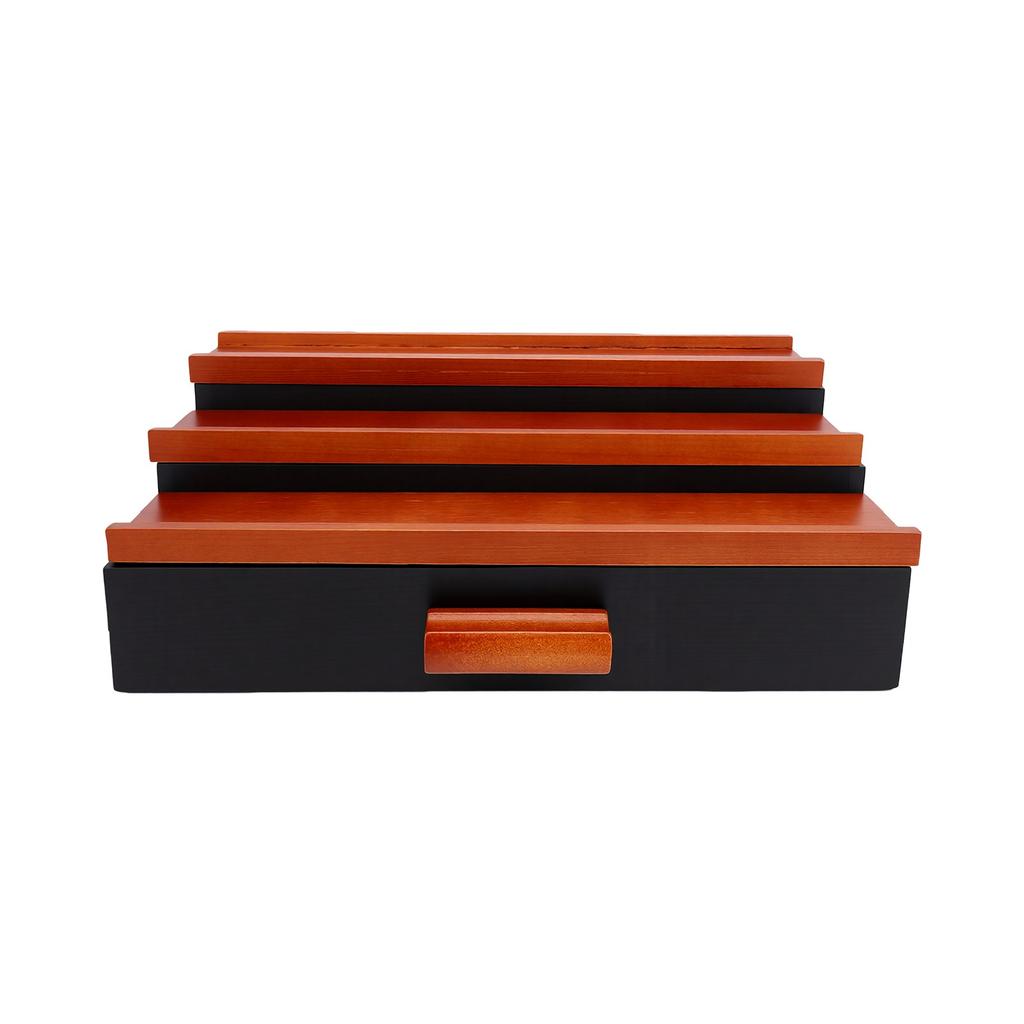 3 Tier Perfume Display Organizer with Drawer Concealed Compartment Pure Pine Wood Cologne Stand Black Walnut