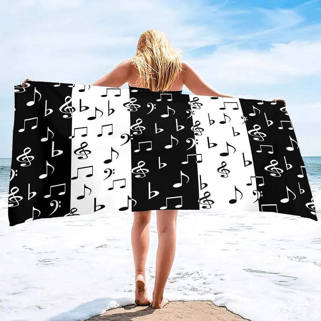 Musical Note Beach Towel Quick Dry Microfiber Absorbent Bath Towel Outdoor Travel Sport Oversized Beach Towels for Adults Kids