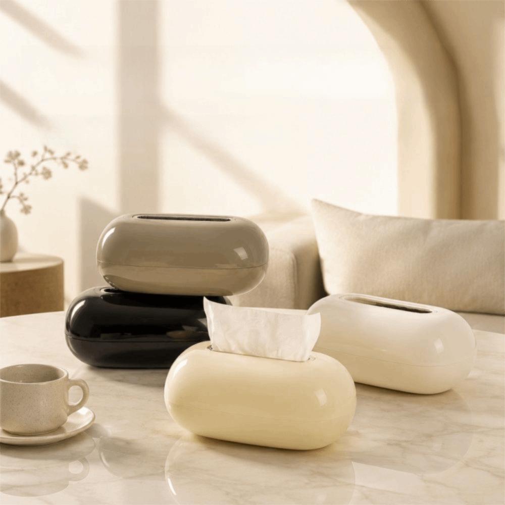 Creative Design Oval Tissue Box Non-slip Base Desktop Tissue Dispenser Dining Table
