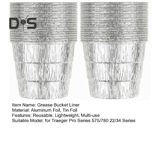 20 Stück Grillfetteimer Alufolienauskleidung Outdoor BBQ Grill Aluminiumfolie Trommelauskleidung Grillzubehör für Traeger Pro Serie 575/780 22/34 Serie