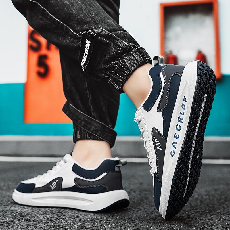 Lederschuhe Skateboard Slipper Herren Herbst Sneaker Runde Zehenpartie Lässig Mode Rutschfeste Schuhe Low-Top-Schuhe Neu Outdoor