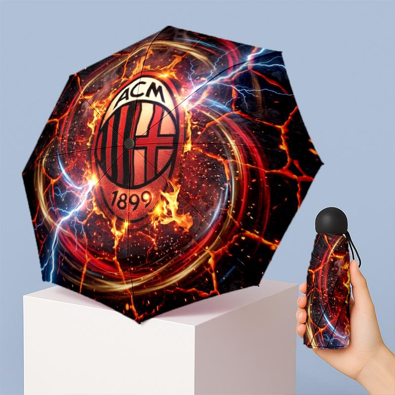 AC Milan Pattern Printed Mini 5 Folds 8 Ribs Compact Umbrella Windproof Waterproof Lightweight Portable Folding