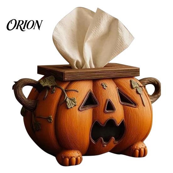 Kantoor Bureau Organizer Halloween Pompoen Tissuebox, Decoratieve Gezichtsdoekjes Dispenser van Hars, Seizoensgebonden Keukenblad Accessoire Creatieve Papieren Handdoekhouder