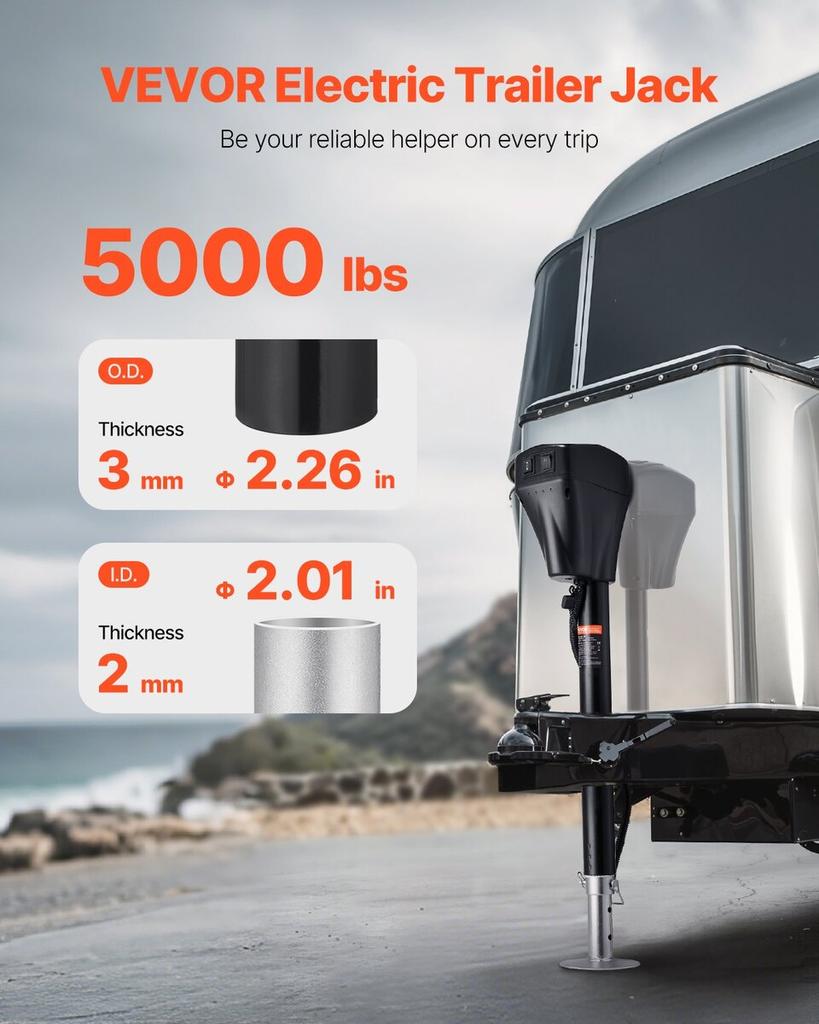 Carrello di traino elettrico 5000 libbre Jack a timone motorizzato per rimorchio RV e camper