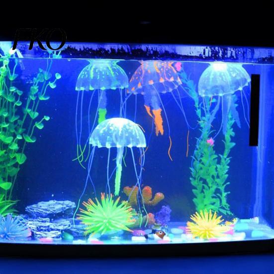 Ungiftiges Aquarium-Dekorationsobjekt, künstliche Qualle, weiches Silikon, fluoreszierend, realistisch, schwimmende Qualle für Meerwasseraquarien, sicheres Fischbecken