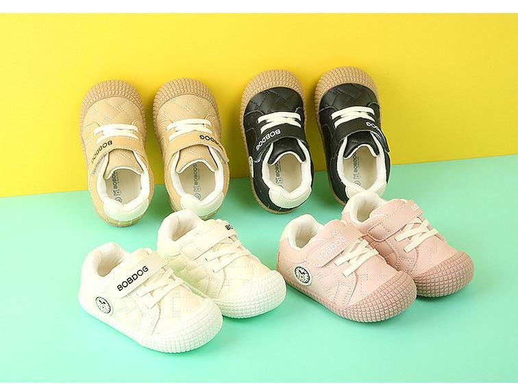 Babu Dou 2026 Frühjahr Leder Kinderschuhe: Weiche Kleinkinderschuhe für Mädchen & rutschfeste Funktions-Babyschuhe für Jungen.