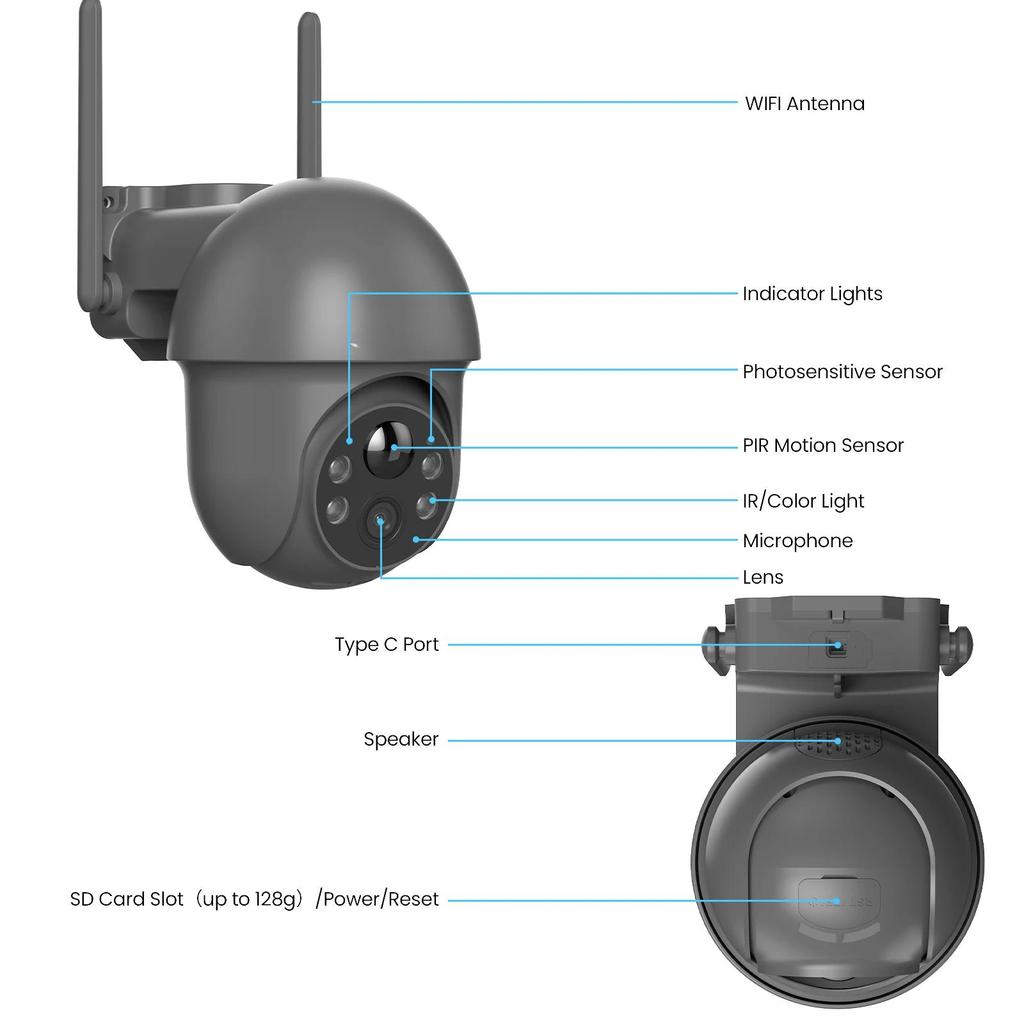 Vstarcam 5MP Solar Security WiFi Camera Outdoor Wireless Surveillance Floodlight Motion Detection Color Night Vision Remote Viewing with 360°View