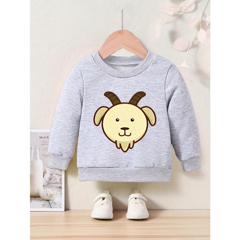 Spring and Autumn Cartoon Print Round Neck Sweatshirt Sportswear