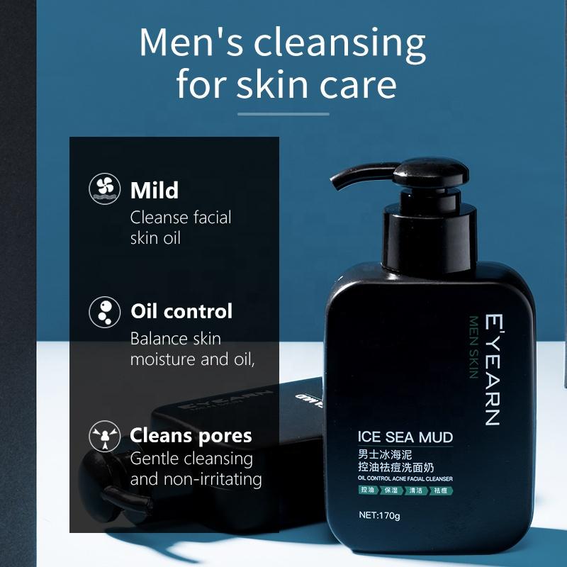 Men Facial Cleanser Lotion Remove Acne Blackhead Prevent Clogged Pores Oil Controll Exfoliator Refreshing Facial Cleaning Cream
