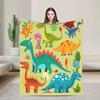 Cartoon Niedlicher Dinosaurier Weiche Warme Plüsch-Kuscheldecke für Kinder Jungen und Mädchen Flanell-Tagesdecke für Sofa Bett Außenbereich Druckabdeckung
