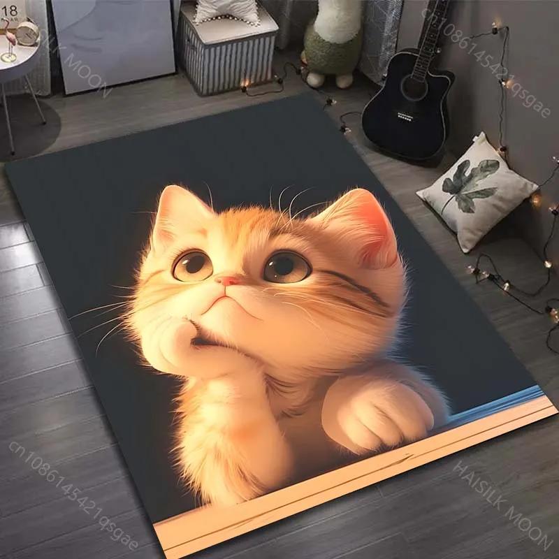 Dywan 3D HD Kot w Fantazyjny Wzór do Sypialni Pokoju Dziennego Przy Łóżku Przy Sofie Mata Podłogowa Nowoczesny Wystrój Domu Dywan Obszarowy Można Prać w Pralki PREZENT