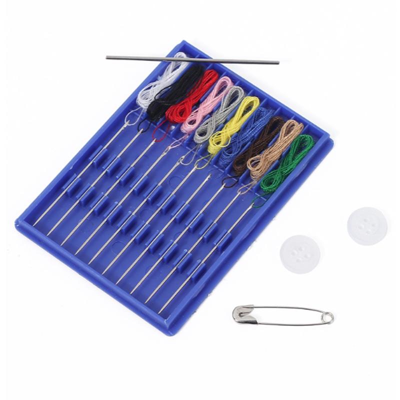 10 Färgtråd Mini Sykit Låda Engångsnål Tråd Knapp Förvaringspåsar Syverktyg Bärbar Diy Hantverk Hem Resa