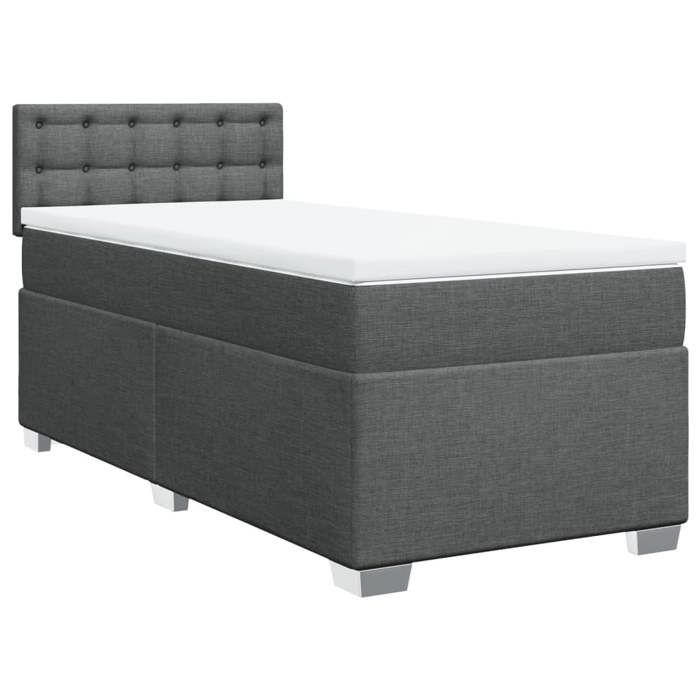 Maison Exclusive - Sommier à lattes de lit et matelas Gris foncé 90x190 cm Tissu