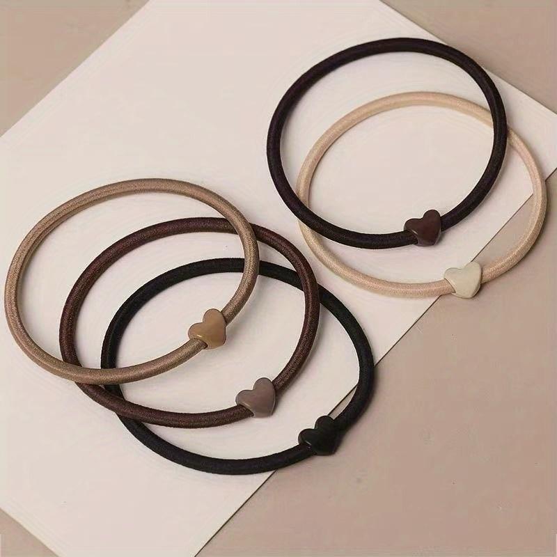 5pcs Simple And Fashionable,Soft Thin Hair Band,Small Heart Shape,Elegant High Ponytail,High Elasticity,Hair Tie Hair Accessory