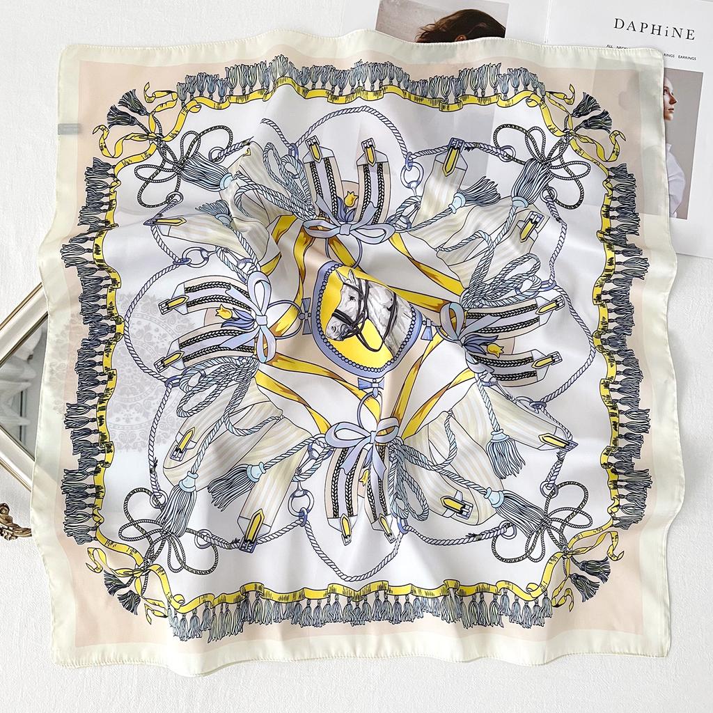 Women Korean Style Knot Print Versatile Small Square Scarf Fashion Decorative Neck Scarf