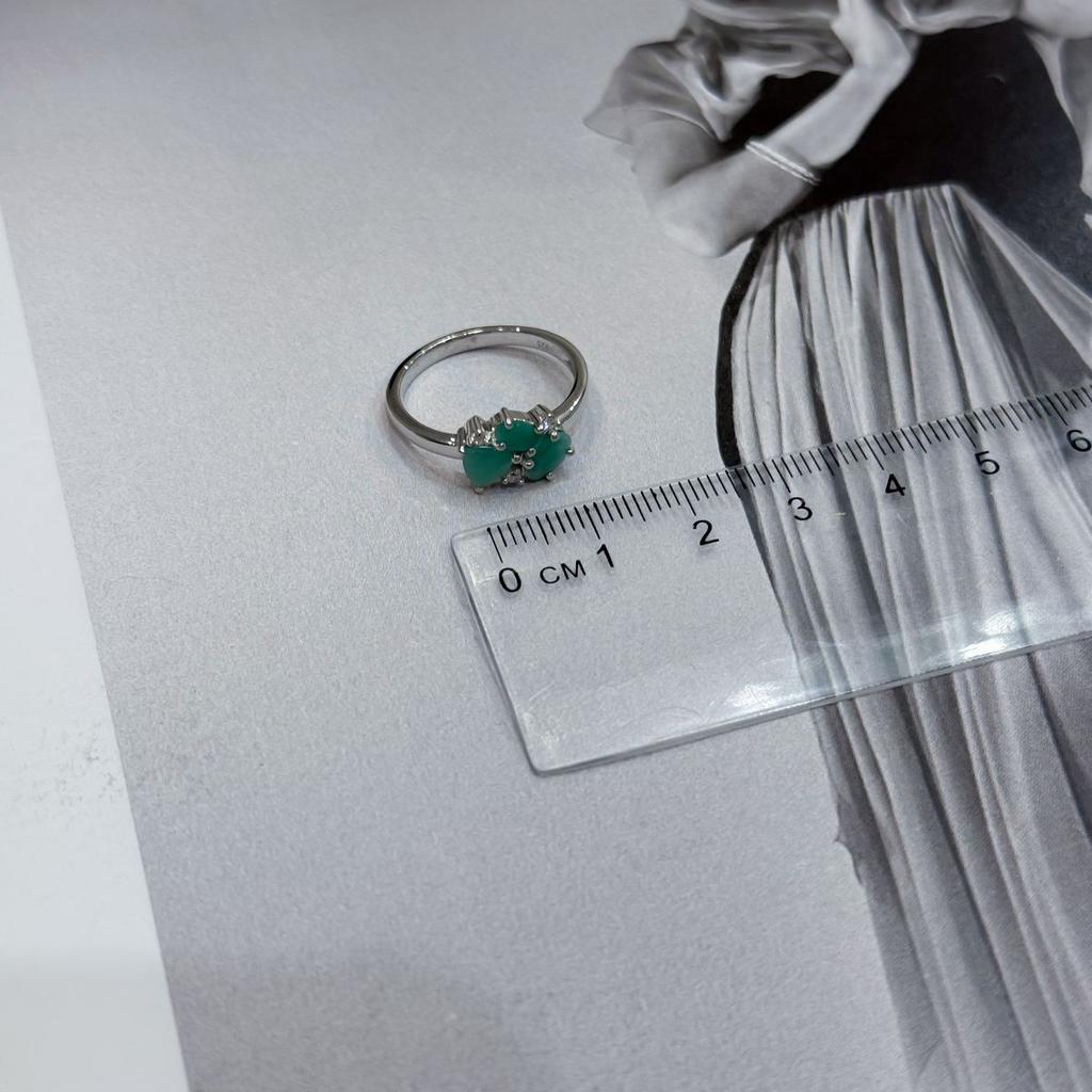 Silver Ring with Natural Emerald, Cubic Zirconia, Weight of the Product 2.4 G (2172291)