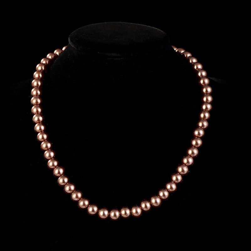 

8Mm multi-color glass imitation pearl necklace jewelry women s collarbone chain simple short pearl necklace темно-коричневого кольору