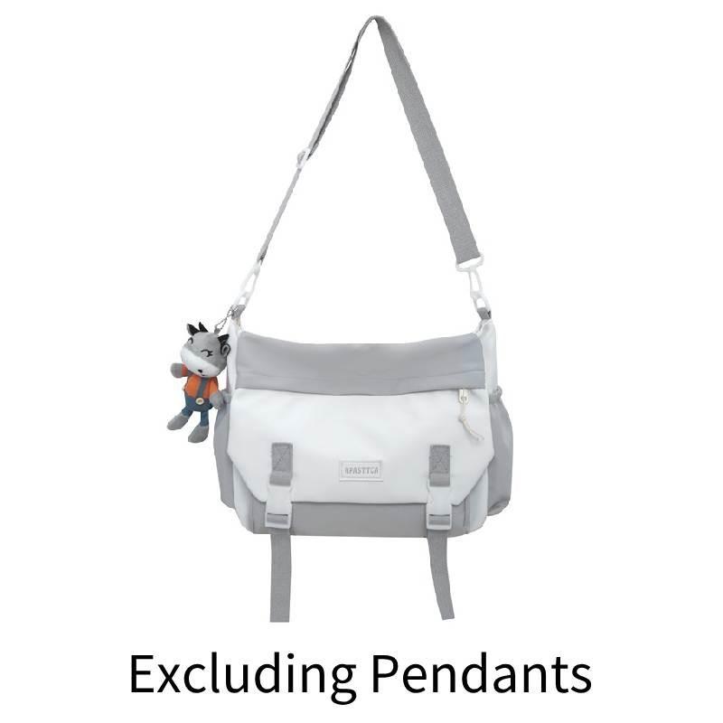 Large Capacity Canvas Single Shoulder Bag Urban Simple Style Soft With Car Stitching Trendy Crossbody Bag