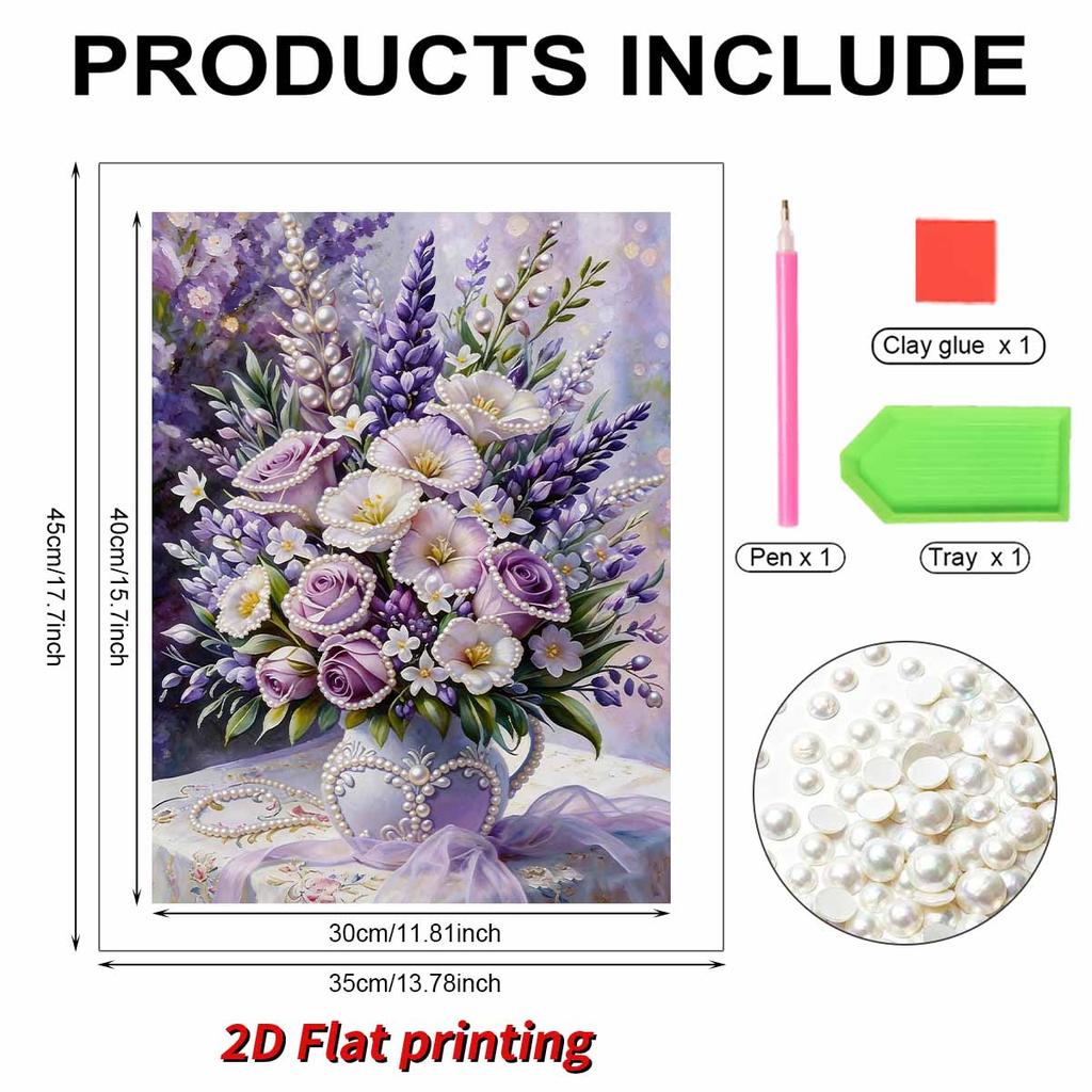 DIY Bouquet Pearl Art Painting for Adults/Beginners Gift Home Decor Pearl Gem Paintings Picture Arts Craft 30x40cm Without Frame