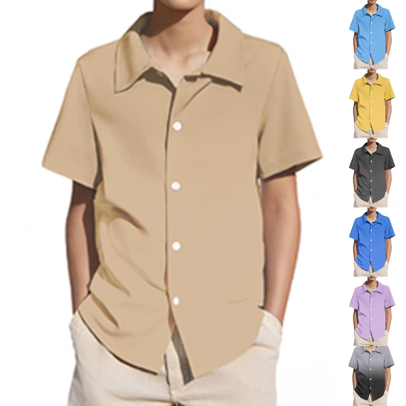 

Kids Top Boys Shirt Solid Color Gradient Top Base Shirt 160