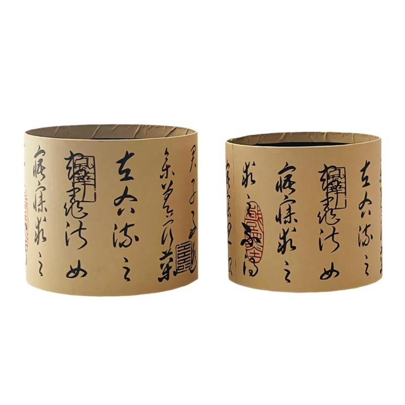 

Pack Of 2 Traditional Chinese Style Floral Arrangement Buckets With Artistic Calligraphy For Festival Decorations 1