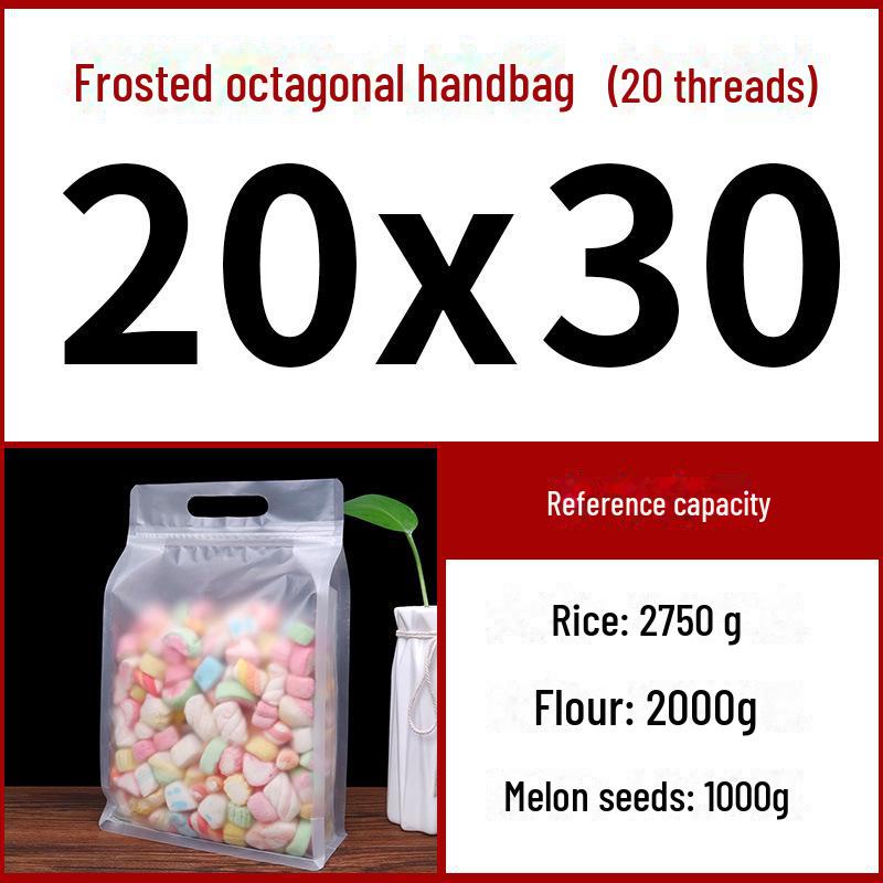 Eight-Sided Frosted Transparent Self-Sealing Thick Bag for Large Dried Fruit Storage