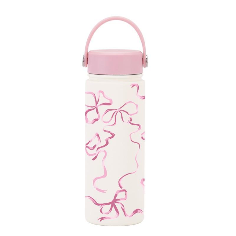Stainless Steel Insulated Water Bottle 550ml Wide Mouth Portable Travel Mug With Handle Outdoor Gym Office
