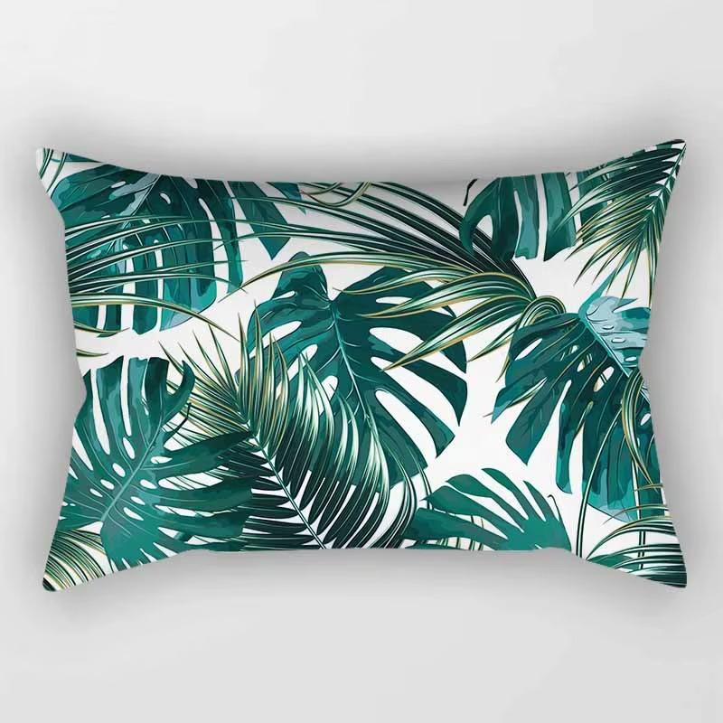 30*50cm Tropische Blume Pflanzenmuster Gedruckter Dekorativer Kissenbezug Schlafzimmer Wohnzimmer Zuhause Rechteckiger Kissenbezug Kissen